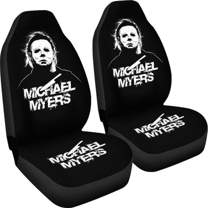 Horror Movie Car Seat Covers | Michael Myers Knife Black White Seat Covers Ci090221