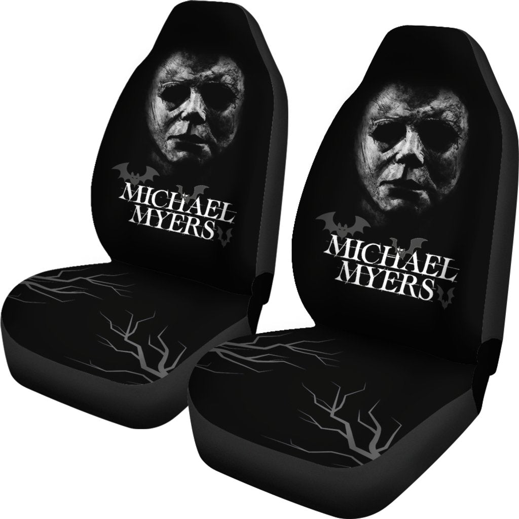 Horror Movie Car Seat Covers | Michael Myers Old Stone Face Black White Seat Covers Ci090921