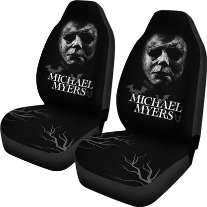 Horror Movie Car Seat Covers | Michael Myers Old Stone Face Black White Seat Covers Ci090921