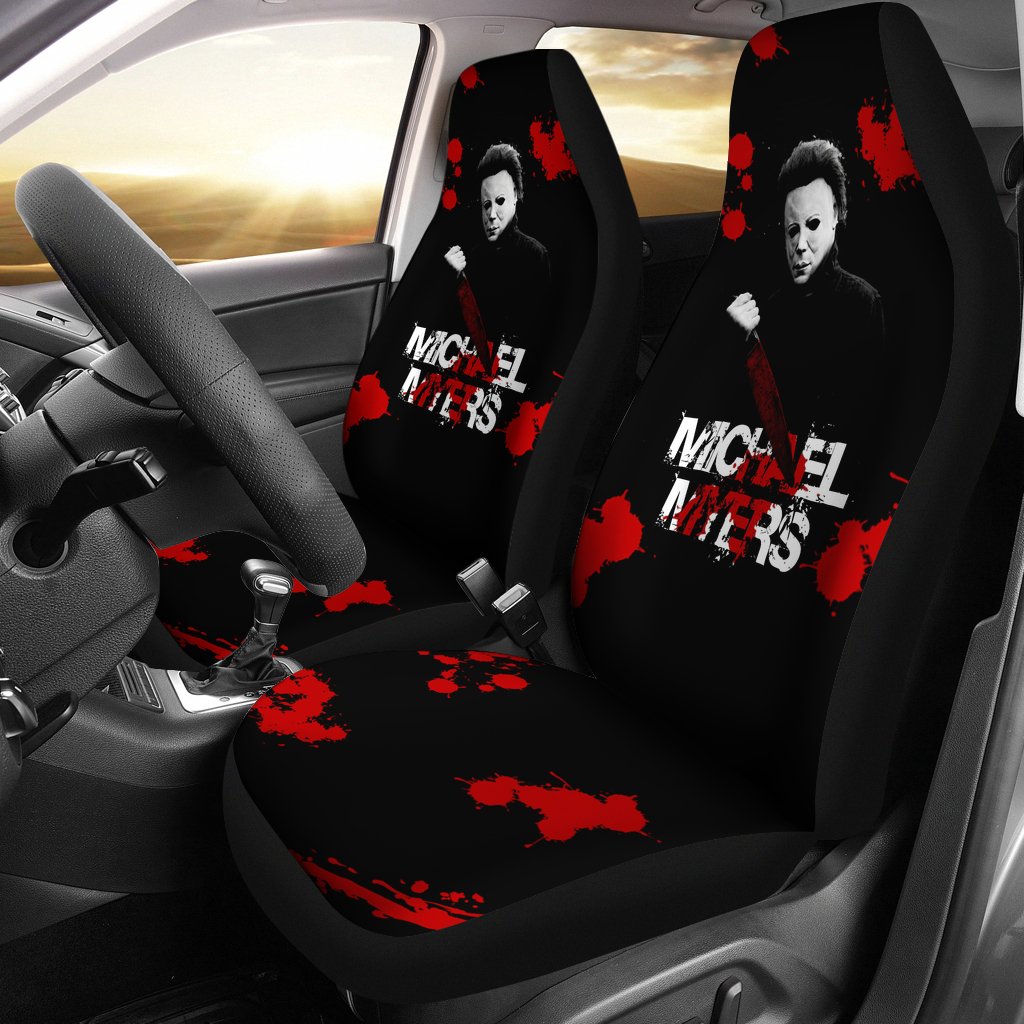 Horror Movie Car Seat Covers | Michael Myers Red Blood Black White Seat Covers Ci090321