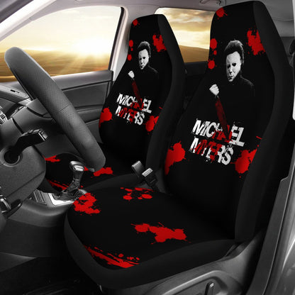 Horror Movie Car Seat Covers | Michael Myers Red Blood Black White Seat Covers Ci090321