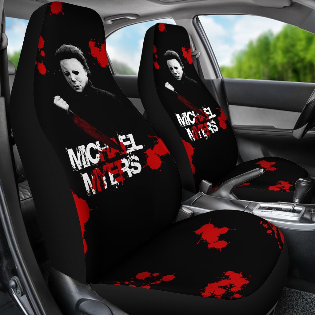 Horror Movie Car Seat Covers | Michael Myers Red Blood Black White Seat Covers Ci090321