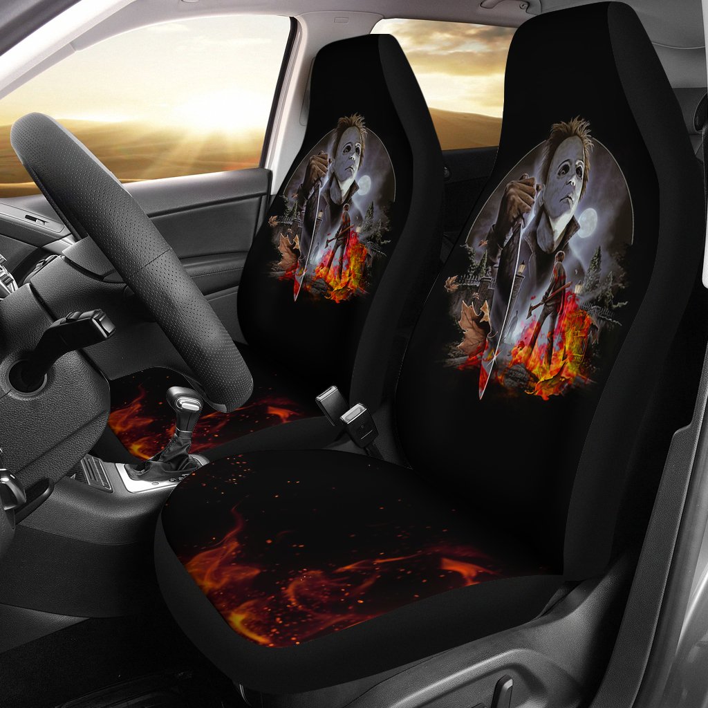 Horror Movie Car Seat Covers | Michael Myers Scary Moon Night Seat Covers Ci090421