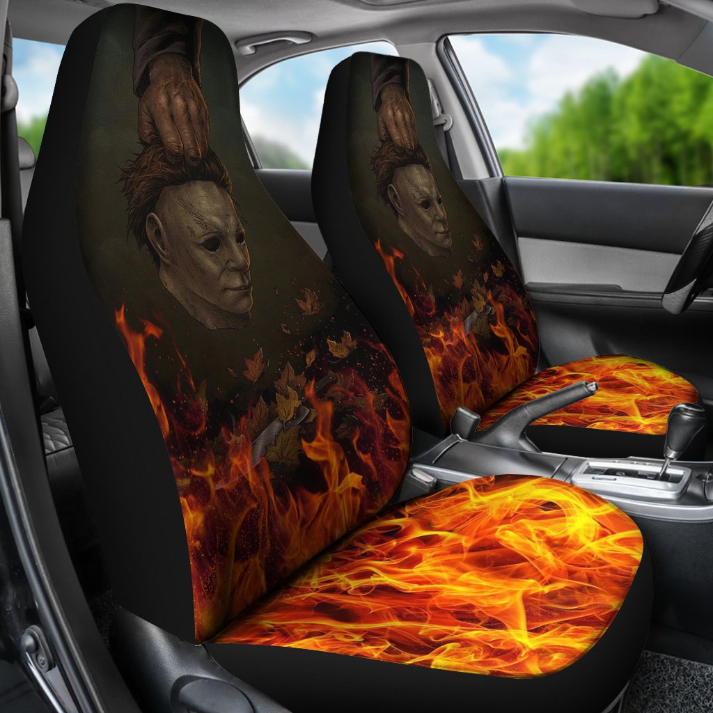Horror Movie Car Seat Covers | Michael Myers Take Off Mask Fire Seat Covers Ci090821