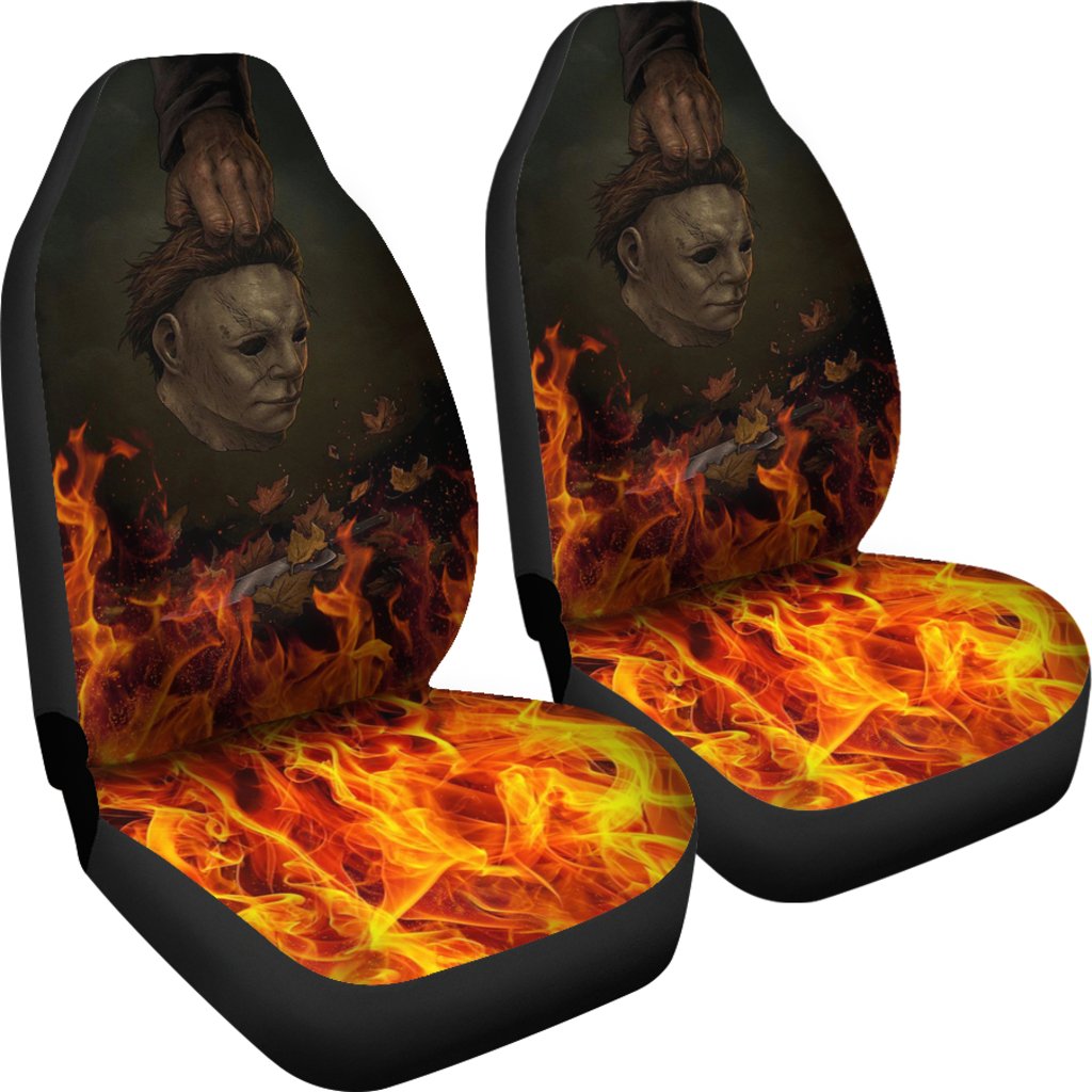 Horror Movie Car Seat Covers | Michael Myers Take Off Mask Fire Seat Covers Ci090821