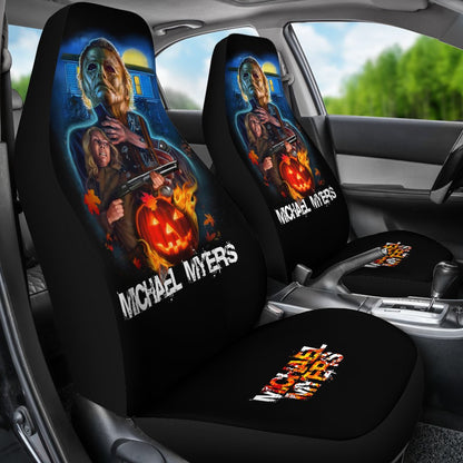 Horror Movie Car Seat Covers | Michael Myers Vs Laurie Strode Silent Night Seat Covers Ci090321