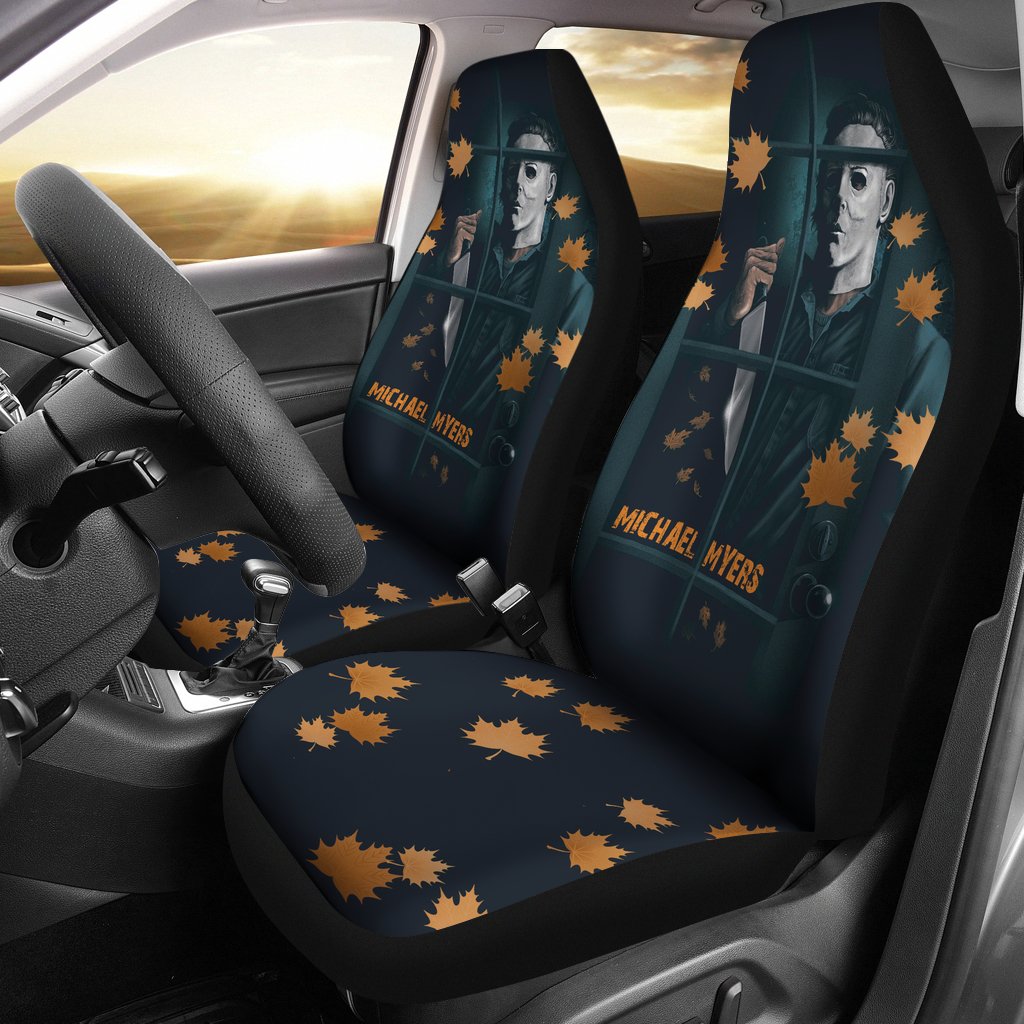Horror Movie Car Seat Covers | Michael Myers Window Maple Leaf Patterns Seat Covers Ci090421