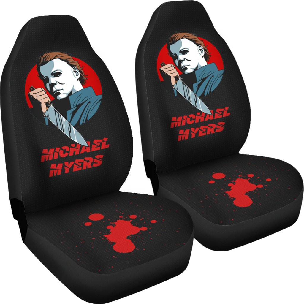 Horror Movie Car Seat Covers | Michael Myers With Sharp Knife Black Seat Covers Ci090221