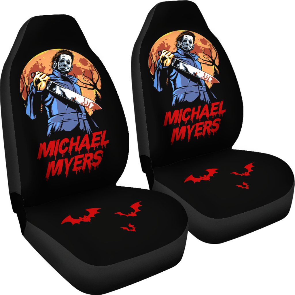 Horror Movie Car Seat Covers | Michael Myers Yellow Moon Night Seat Covers Ci090221