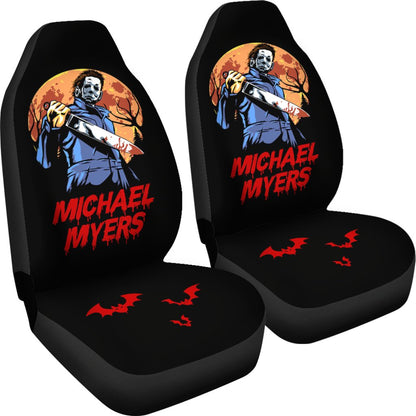 Horror Movie Car Seat Covers | Michael Myers Yellow Moon Night Seat Covers Ci090221