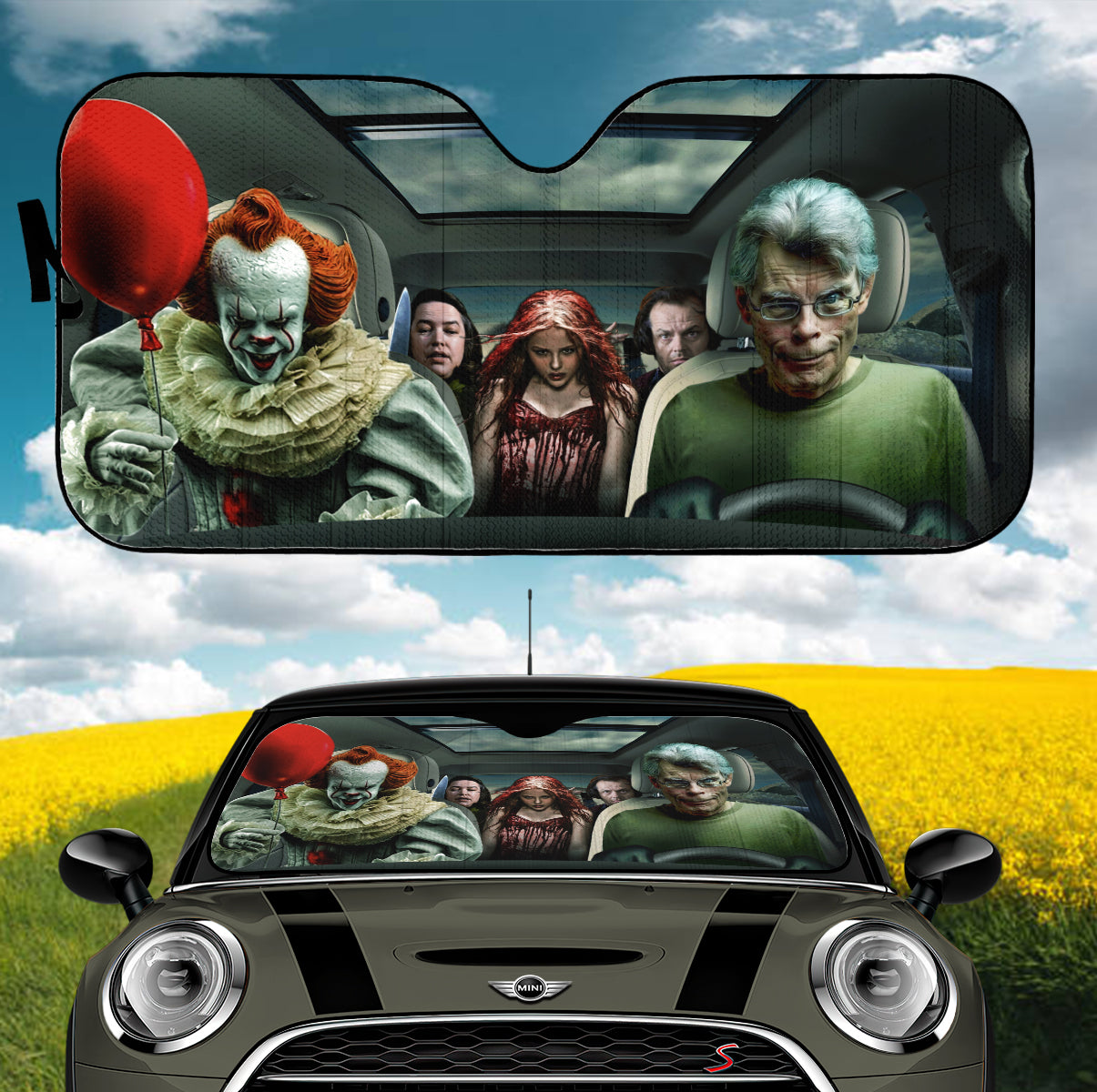 Horror Pennywise And Friends Halloween Car Auto Sunshades