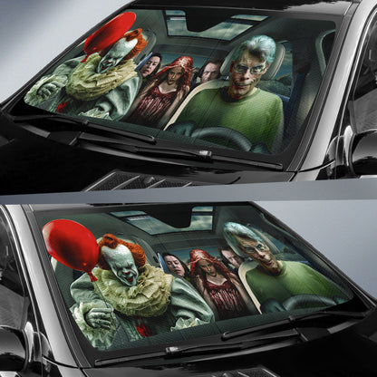 Horror Pennywise And Friends Halloween Car Auto Sunshades
