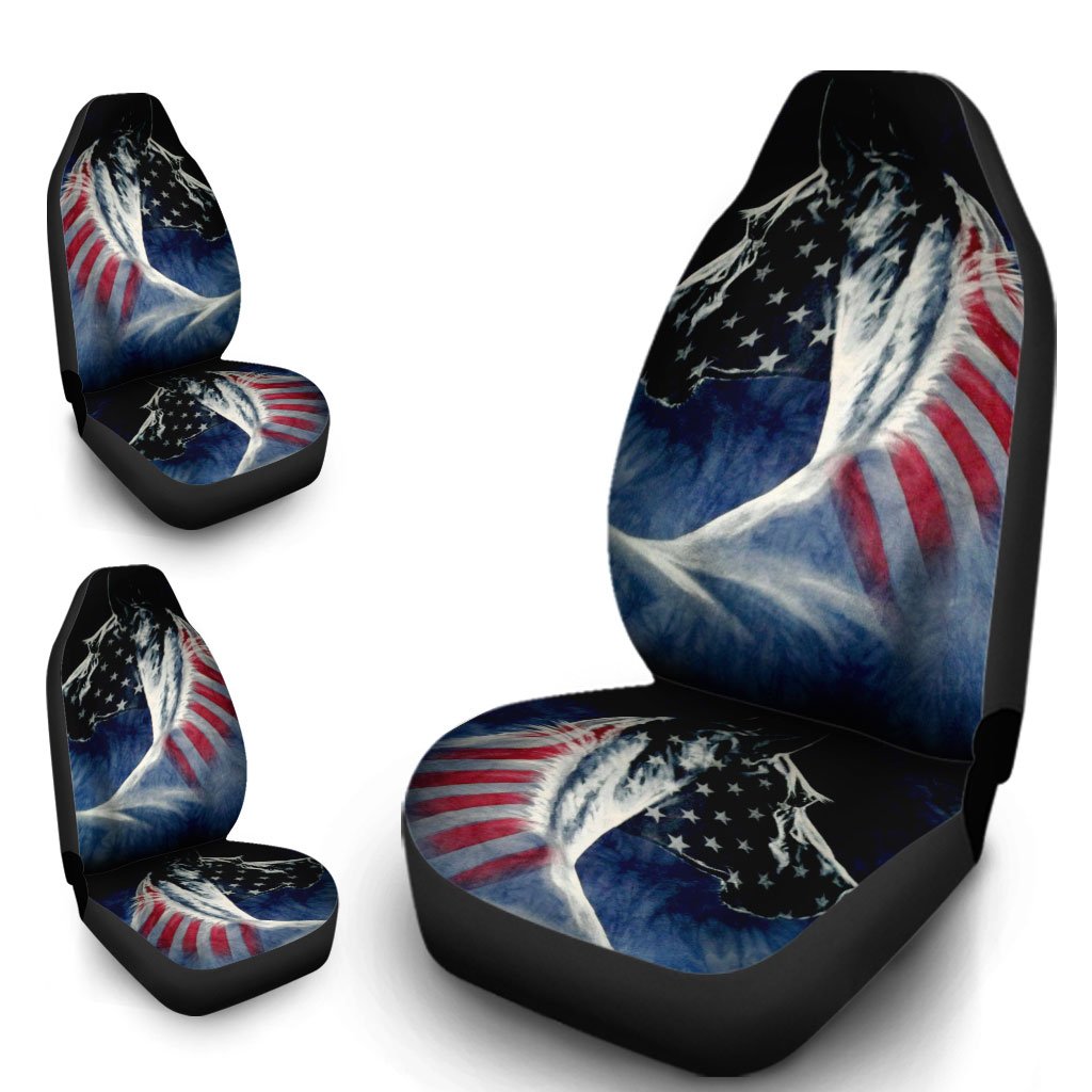 Horse Car Seat Covers Custom US Flag Car Interior Accessories