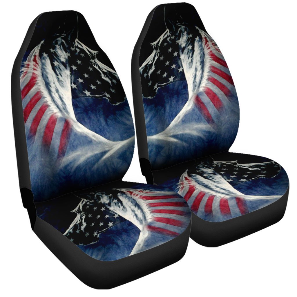Horse Car Seat Covers Custom US Flag Car Interior Accessories