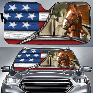 Horse United States Zipper All Over Printed 3D Sun Shade