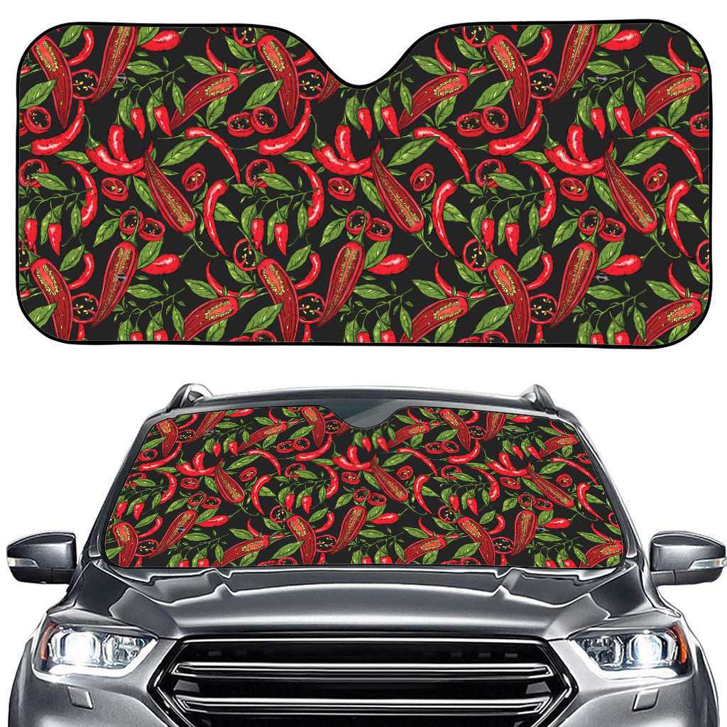 Hot Chili Peppers Pattern Print Car Windshield Sun Shade