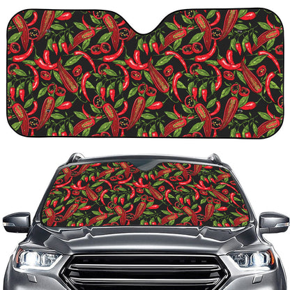 Hot Chili Peppers Pattern Print Car Windshield Sun Shade