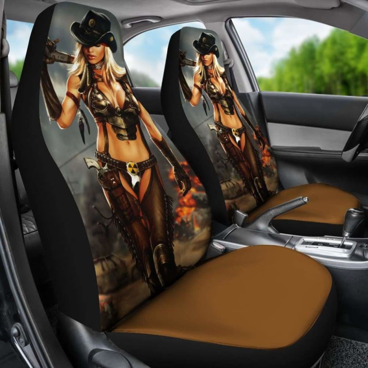 Hot Cowgirl With Chaps Custom Car Seat Covers Universal Fit 053012