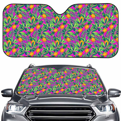 Hot Purple Pineapple Pattern Print Car Windshield Sun Shade