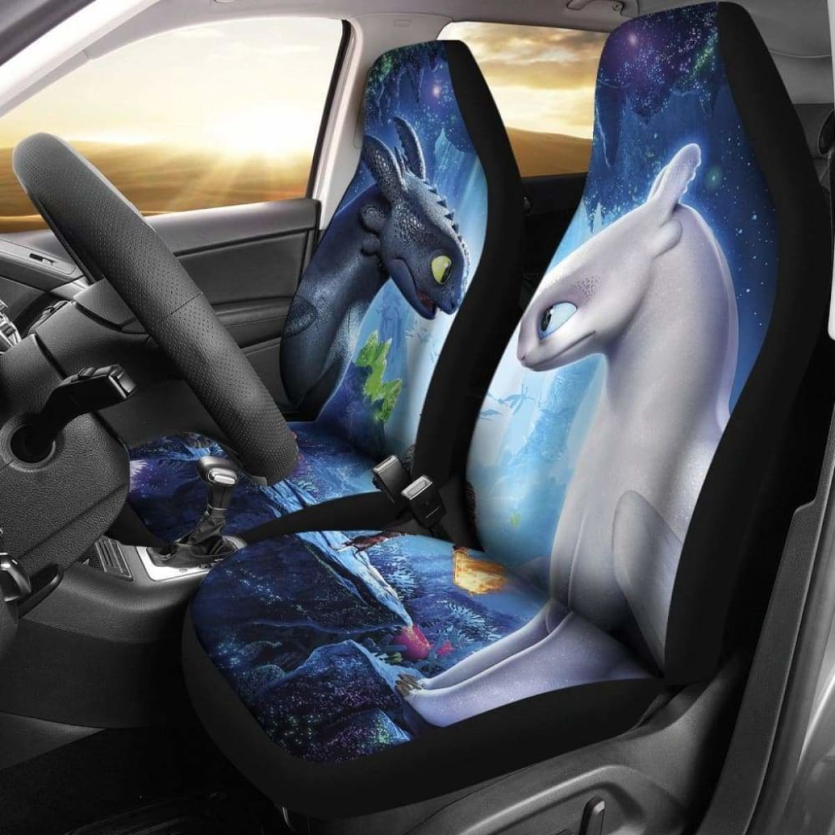 How To Train Your Dragon Couple Dark Light Car Seat Covers Universal Fit 051012
