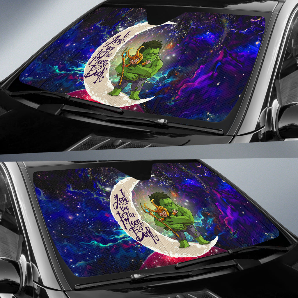 Hulk And Loki Love You To The Moon Galaxy Car Auto Sunshades