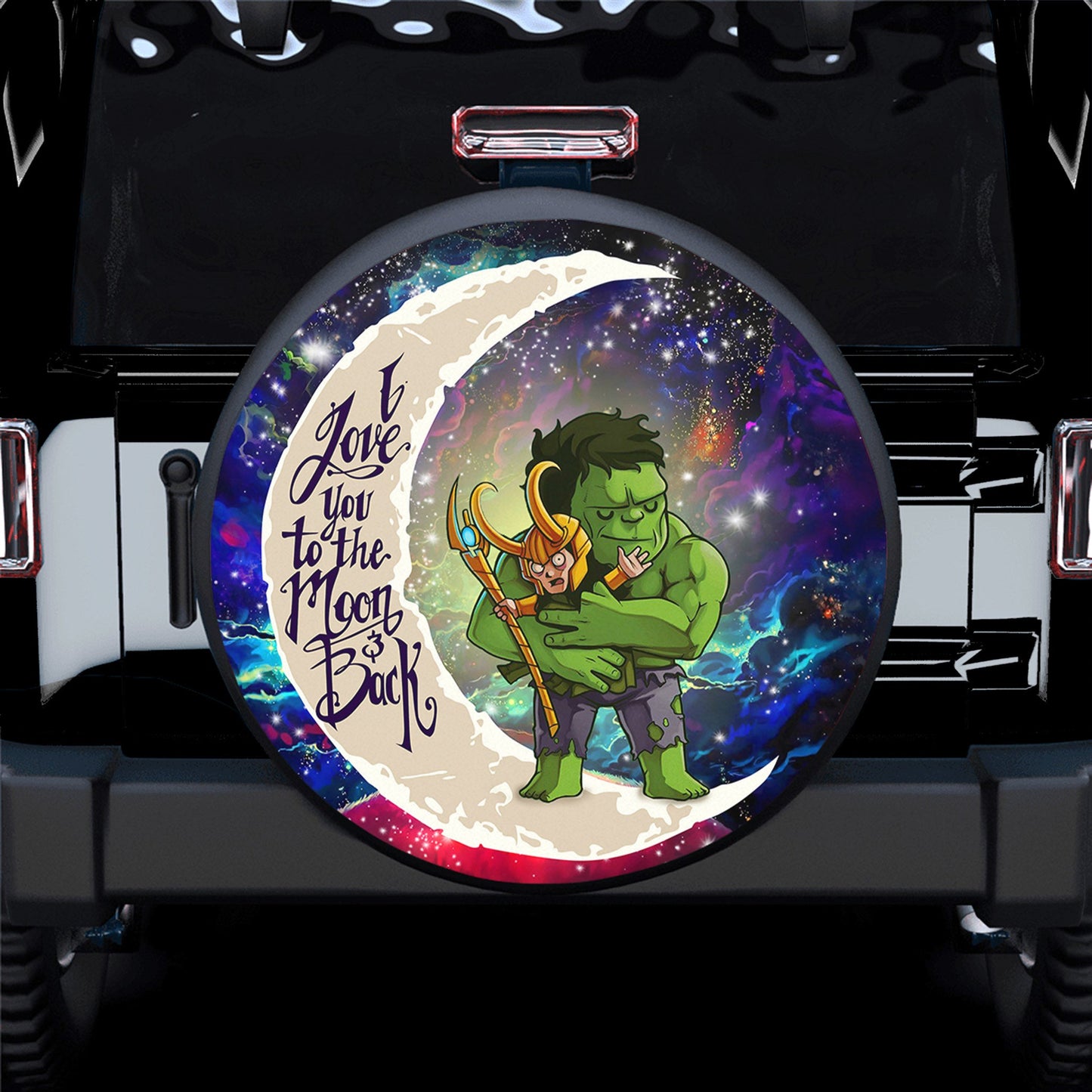 Hulk And Loki Love You To The Moon Galaxy Spare Tire Cover