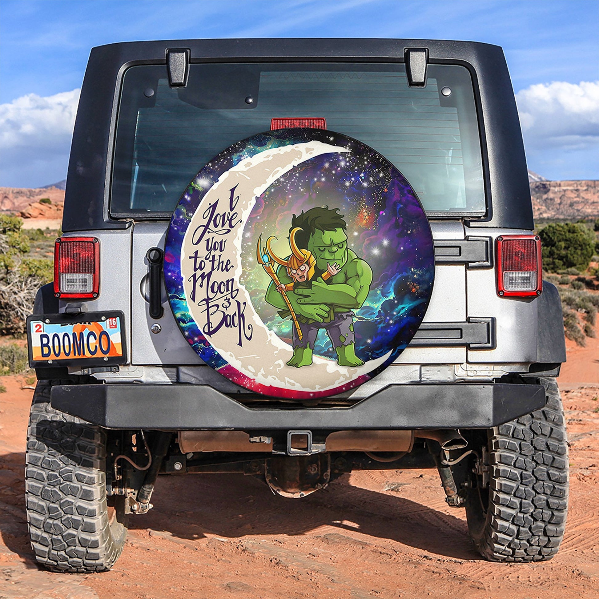 Hulk And Loki Love You To The Moon Galaxy Spare Tire Cover
