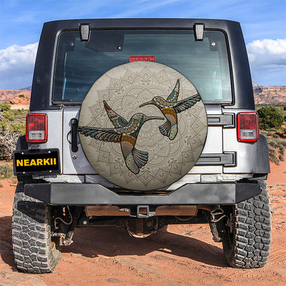 Hummingbird Mandala Vintage Car Spare Tire Cover