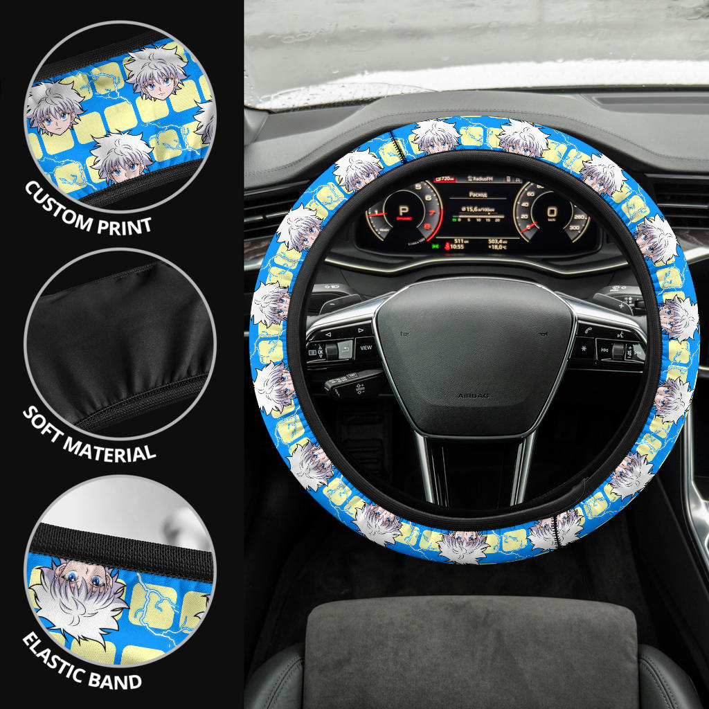 Hunter X Hunter Killua Zoldyck Lightning Anime Premium Custom Car Steering Wheel Cover