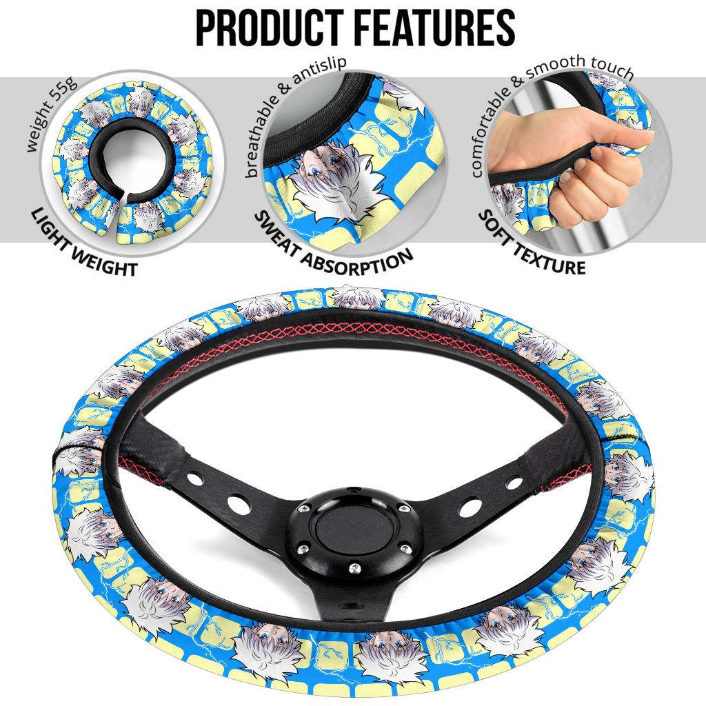 Hunter X Hunter Killua Zoldyck Lightning Anime Premium Custom Car Steering Wheel Cover