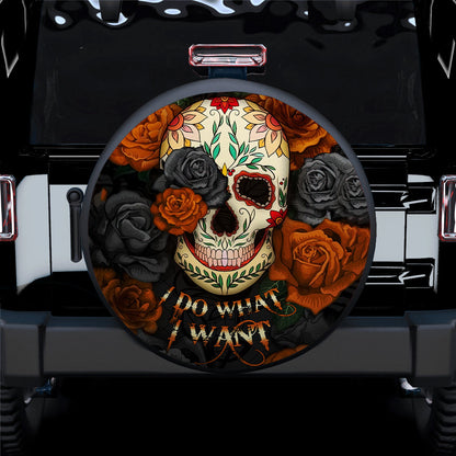 I Do What I Want Skull Roses Mandala Car Spare Tire Cover