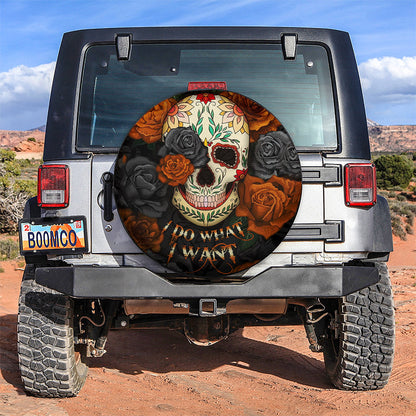 I Do What I Want Skull Roses Mandala Car Spare Tire Cover