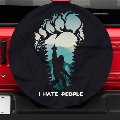 I Hate People Bigfoot Hinking Jeep Car Spare Tire Cover