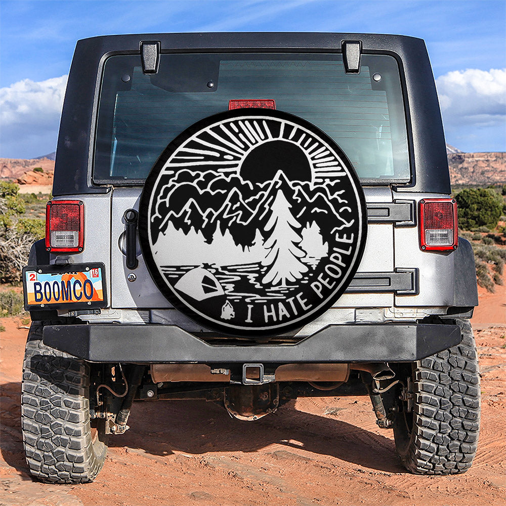 I Hate People, Camping Vintage Art Car Spare Tire Cover