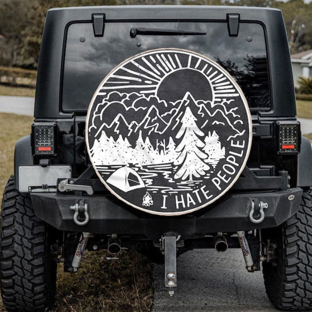 I Hate People, Camping Vintage Art Car Spare Tire Cover