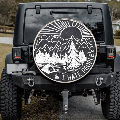 I Hate People, Camping Vintage Art Car Spare Tire Cover