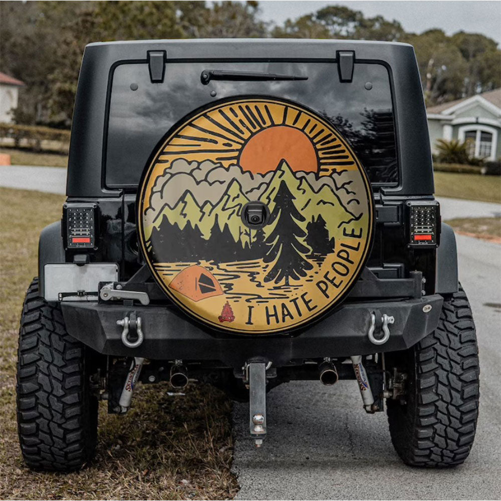 I Hate People Retro Vibes Campsite Car Spare Tire Cover