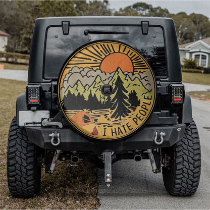 I Hate People Retro Vibes Campsite Car Spare Tire Cover