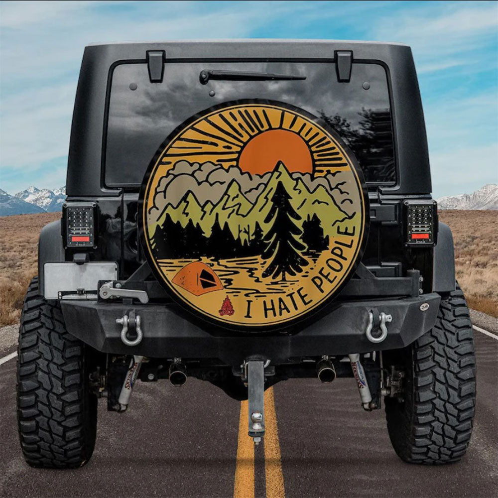 I Hate People Retro Vibes Campsite Car Spare Tire Cover