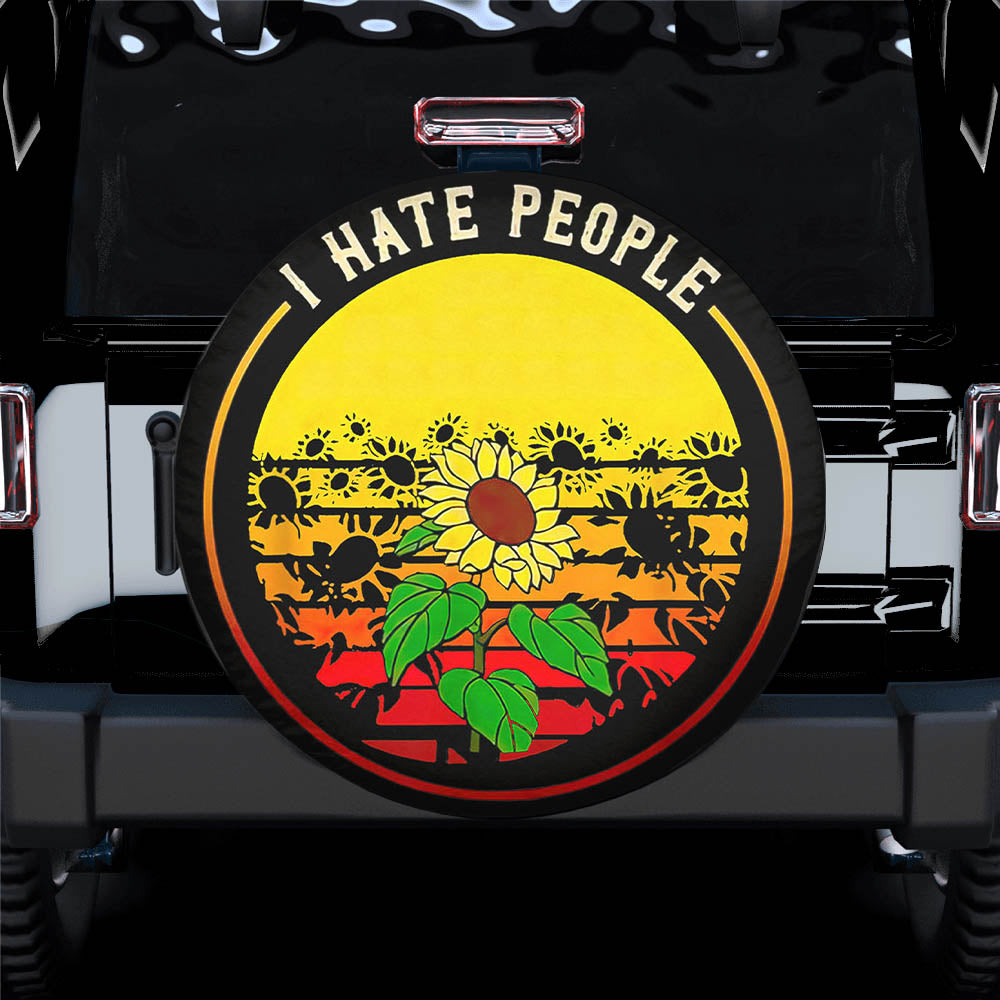 I Hate People Sunflower Retro 70s Style Spare Tire Cover