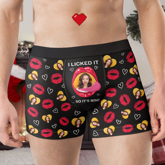 I Licked It So It's Mine - Personalized Photo Men's Boxer Briefs - Valentine's Day Gifts For Men, Husband, Him, Boyfriend