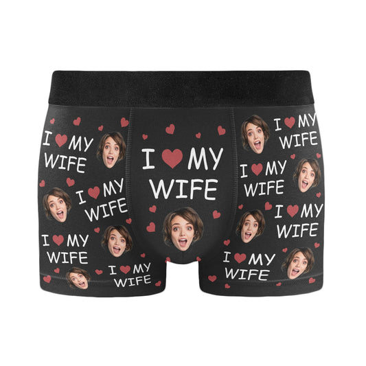 I Love My Wife - Personalized Photo Men's Boxer Briefs - Valentine's Day Gifts For Men, Husband, Him