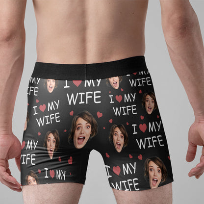 I Love My Wife - Personalized Photo Men's Boxer Briefs - Valentine's Day Gifts For Men, Husband, Him