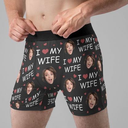 I Love My Wife - Personalized Photo Men's Boxer Briefs - Valentine's Day Gifts For Men, Husband, Him