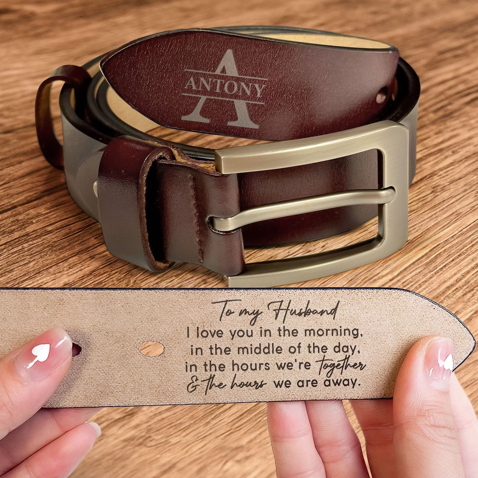 I Love You Every Day - Personalized Engraved Leather Belt