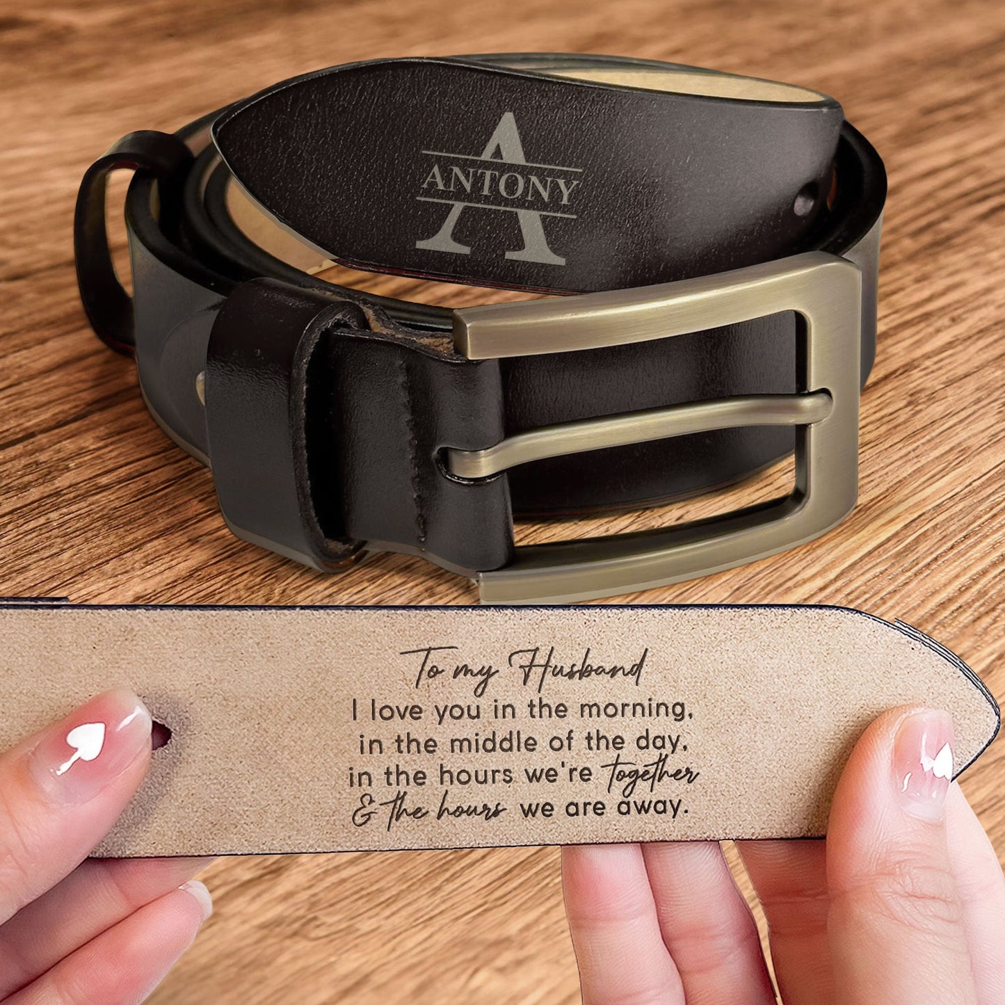 I Love You Every Day - Personalized Engraved Leather Belt