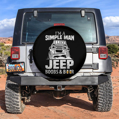 I'm A Simple Man Jeep Boobs And Beer Car Leather Spare Tire Cover - PersonalizedFury
