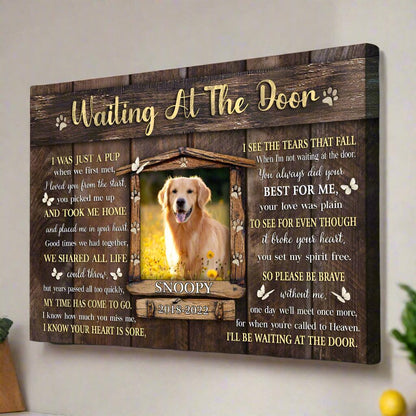 Waiting At The Door Pet Loss Canvas - Personalized Dog Memorial Gift - PersonalizedFury