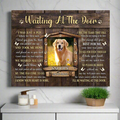 Waiting At The Door Pet Loss Canvas - Personalized Dog Memorial Gift - PersonalizedFury