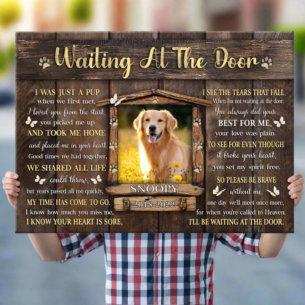 Waiting At The Door Pet Loss Canvas - Personalized Dog Memorial Gift - PersonalizedFury